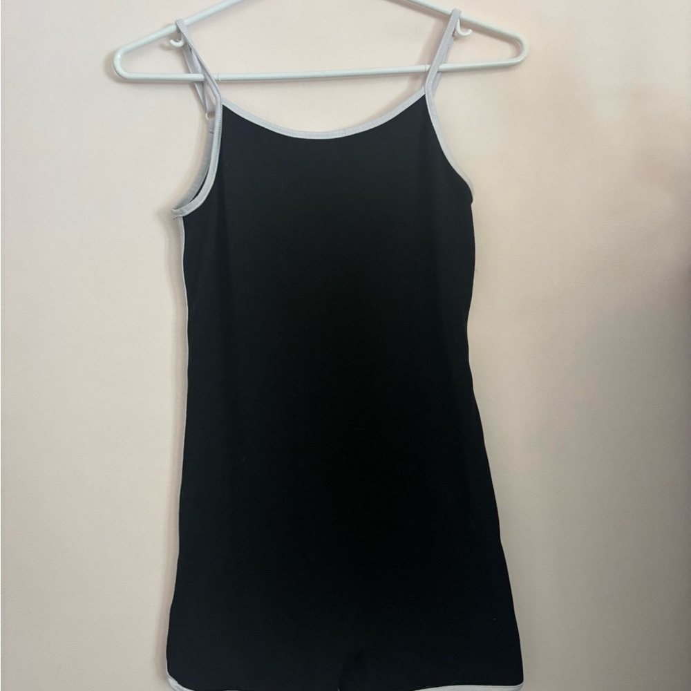 Black Tank Romper with White Trim